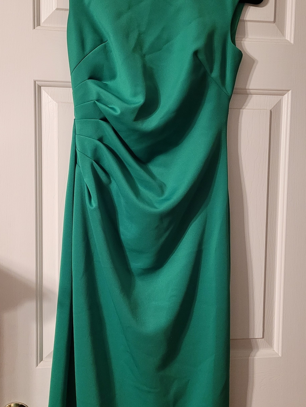 Vince Camuto Emerald Green Sleeveless Midi Dress with Side Draping